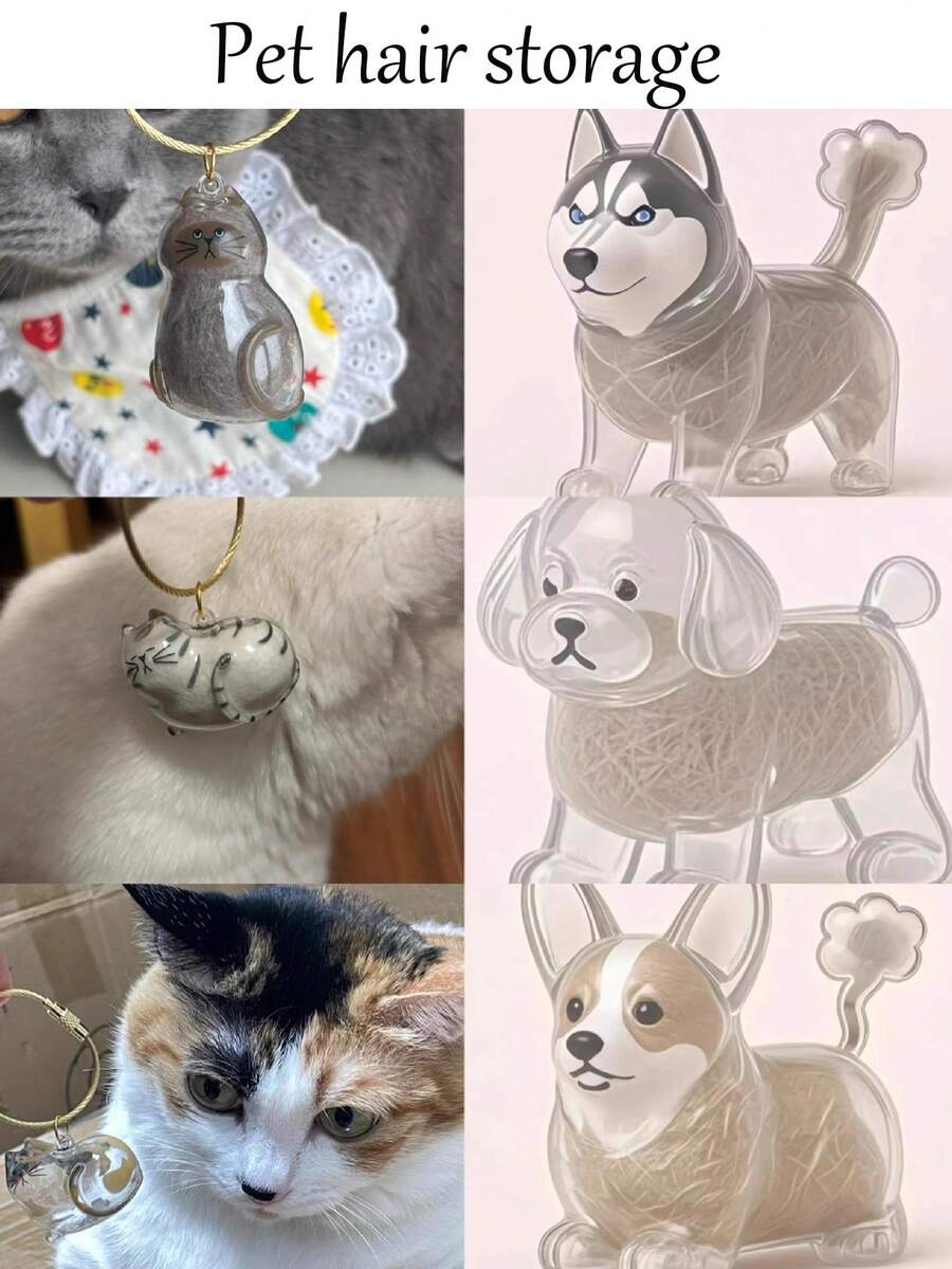 1 pezzo Portachiavi a forma di animale domestico, perfetto da collezione: portachiavi a forma di animale domestico con funzione di conservazione dei capelli, portachiavi memoriale per animali domestici - souvenir a forma di cane/gatto carino, regalo commemorativo per proprietari di animali domestici (stile portachiavi casuale)
