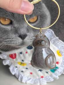 1 pezzo Portachiavi a forma di animale domestico, perfetto da collezione: portachiavi a forma di animale domestico con funzione di conservazione dei capelli, portachiavi memoriale per animali domestici - souvenir a forma di cane/gatto carino, regalo commemorativo per proprietari di animali domestici (stile portachiavi casuale)