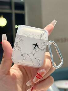 1套创意休闲涂鸦飞机航线适用苹果耳机保护壳 - 黑色 - 查看 8