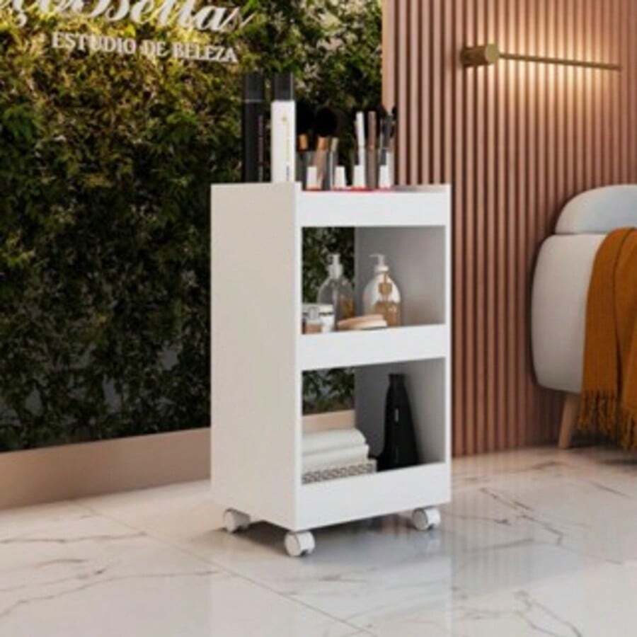 Auxiliary Cart With Wheels Nail Polish Holder Beauty Salon Manicure Organizer 3 Shelves Black Or White - 白色 - 查看 1