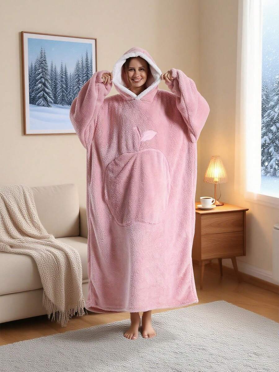 3/1 pièce Couverture à capuche en peluche moelleuse réversible - Jeté surdimensionné unisexe avec grande poche, gris clair, lavage à la main uniquement, cadeau parfait pour maman, pull mignon, chaleur hivernale, design de fruits ludique, tissu confortable, confort hivernal, flanelle douce et confortable, très adapté pour les cadeaux de Noël et les cadeaux d'anniversaire pour la famille et les amis