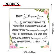 Elegancki element dekoracyjny z akrylu "Do mojej bratowej/szwagra: Rodzina to nie zawsze więzy krwi, ale ci, którzy są gotowi cię zaakceptować i kochać – szczere życzenia urodzinowe, ukończenia szkoły, ślubu"
