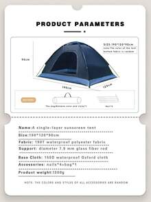 1pc Camping Tent, Multi-Color Options, Waterproof, UV-Resistant, Anti-Mosquito, Easy Assembly, Portable, Handmade, Outdoor Accessories, Suitable For 1-3 People Camping, Hiking, Trekking