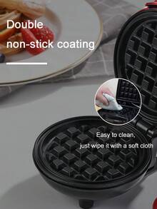 SCISHARE Máy làm bánh waffle mini 1 cái, khuôn bánh waffle 10cm, lớp chống dính gốc nước, dễ vệ sinh, công suất 350W, làm nóng nhanh, thiết kế nhỏ gọn để cất trong ngăn kéo, phích cắm EU, dây nguồn 70cm - Lý tưởng cho trẻ em và gia đình làm bữa sáng khi đi du lịch và trong những căn bếp nhỏ, chỉ cần thêm bột (Màu đỏ tròn) - Đỏ️ - Xem 6