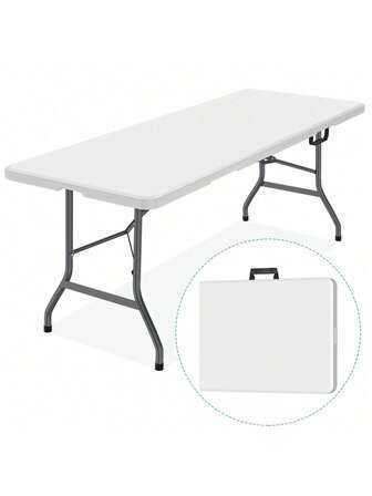 Mesa plegable de plástico de 6 pies, mesa de comedor portátil para interiores y exteriores