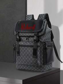 New Customizable Any Name PU Backpack, Large Capacity Casual Travel Bag, Laptop Bag, Business Bag, Minimalist Backpack School Bag, Suitable For Daily Commute, Travel, Gift For Family And Friends, Birthday Gift, Holiday Gift - Multicolor - View 5