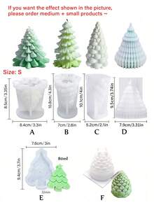 圣诞树硅胶模具，3D圣诞松树硅胶模具，圣诞树形状树脂模具，圣诞蜡烛模具，适用于环氧树脂铸造DIY香薰蜡烛蜡礼品装饰，家庭聚会房间桌面装饰 - 白色 - 查看 3