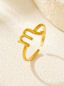 18K Gold Plated Stainless Steel Zodiac Ring, Luxury Jewelry Set With Gift Box, Suitable For Men And Women, Ideal For Daily Wear Or As A Gift For Girlfriend, Mother, Holiday