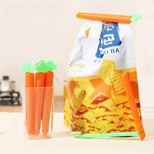 5pcs + Storage Box Tulip & Carrot Magnetic Sealing Clips, Shaped Food Packaging Clips, Storage Box, Snack Bag Airtight Moisture-Proof Sealing Clips - Multicolor - View 7