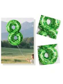 40 Inch Green Number Balloon Pixel Wind Aluminum Film Balloon Festival Party Decoration 0-9 Children's Adult Birthday Helium Balloon