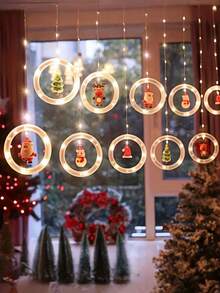 1 Pack New [LED Christmas Decorative Lights - DIY Christmas LED Curtain Light Set] USB Powered Holiday Decoration String Lights, Holiday Decorations, Featuring Christmas Tree, Snowman, Reindeer, Santa Claus Shapes - Suitable For Home, Bedroom, Party And Christmas Decoration Indoor String Lights, Colorful Lights For Window Display! Christmas Decoration XMAS Decor Christmas Tree Gift Decor Thanksgiving Birthday Decorations For Gifts Party Supplies Indoor Outdoor Garden Holiday Festival Decor