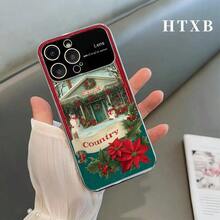 Funda protectora AG Matte Large Window 2 en 1 con diseño de flores rojas y verdes. Pantalla AG Frosted Large View Window 2 en 1 para phone 17, 17 Pro, 17 Pro, 16 Pro, 16 Pro, 16 Plus, 16, 15 Pro, 15 Pro, 15 Plus, 15, 14 Pro, 14 Pro, 14 Plus, 14, 13 Pro, 13 Pro, 13, 12 Pro, 12 Pro y 12 Series - Plateado - Ver 4