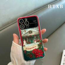 Funda protectora AG Matte Large Window 2 en 1 con diseño de flores rojas y verdes. Pantalla AG Frosted Large View Window 2 en 1 para phone 17, 17 Pro, 17 Pro, 16 Pro, 16 Pro, 16 Plus, 16, 15 Pro, 15 Pro, 15 Plus, 15, 14 Pro, 14 Pro, 14 Plus, 14, 13 Pro, 13 Pro, 13, 12 Pro, 12 Pro y 12 Series - Plateado - Ver 7