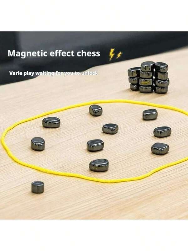 Juego de ajedrez magnético de Navidad con set de piedras, juego de ajedrez magnético con rocas, juego de imanes con cuerda, regalos de juegos familiares