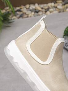 1 par de botas curtas cáqui para meninas, simples e elegantes, leves, confortáveis, versáteis, para todas as estações - Caqui - Ver 8