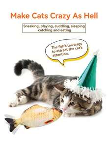 1件电动摇摆鱼猫玩具电动鱼仿真跳猫自娱神器磨牙耐咬猫玩具幼猫无聊玩宠物用品 - 彩色 - 查看 6