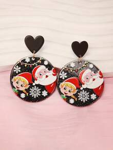 1 Pair Popular Christmas Series Santa Claus Acrylic Earrings