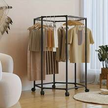 1pc Space-Saving Hexagonal Clothes Drying Rack - Sturdy Floor-Standing Coat Rack With Multiple Bars, Suitable For Bedroom, Dorm And Balcony, Can Hold Multiple Garments, Elegant Drying Rack For Dorm Room Furniture - Multicolor - View 5