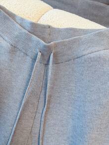 Pantalones de punto casuales de unicolor con cordón en la cintura, versátiles para otoño/invierno