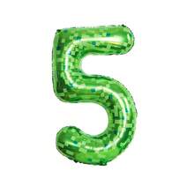 40 Inch Green Number Balloon Pixel Wind Aluminum Film Balloon Festival Party Decoration 0-9 Children's Adult Birthday Helium Balloon