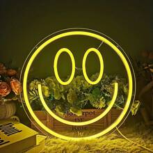 1pc Neon Smiling Face Light, LED Neon Face Wall Decor Sign, USB Powered Yellow Neon Light, Suitable For Bedroom, Room, Wedding Party Decoration - Multicolor - View 8