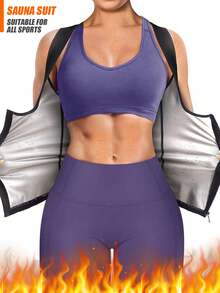 Damen Taille Sauna Anzug - Hohe Kompression Schwitzanzug, Beliebter minimalistischer Sauna Anzug Damen Weste Taille Trimmer, Eng anliegende Fitness Formung Taille, Geeignet für Gym, Sport und Yoga, Damen Reißverschluss Weste, Reißverschluss Design, Nicht atmungsaktive Fitness Bekleidung