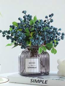 3/8/10 Pcs Blueberry Berry Simulation Plants, Plastic Berry Stems, California Blueberry Fake Berries, Suitable For Room Decoration, Mother's Day Gifts, Home Decoration, Flower Decoration, Bedroom Decoration, Holiday Decoration, Halloween, Thanksgiving, Christmas Decoration, Wedding And Engagement Decoration, Valentine's Day, Graduation Ceremony - Blue - View 9