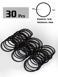 10 Piezas/30 Piezas/50 Piezas/100 Piezas Lazos para el cabello negros gruesos y elásticos para hombres y mujeres, accesorios para el cabello, coleteros, herramientas para peinados, bandas de goma, accesorios para el cabello multifuncionales, lazos básicos gruesos para el cabello, no dañan el cabello, reutilizables - Negro - Ver 9
