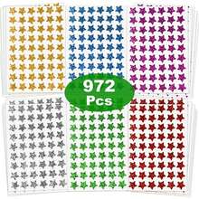 540pcs/972pcs/1620pcs Random Holographic Star Sticker Set, 6 Vibrant Colors, 0.6 Inch Paper Reward, Suitable For Kids, Classroom Behavior Charts, Teacher Supplies, Student Motivation, Christmas, Halloween Decorations