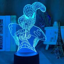 Disney Marvel Hero Spider Man 3D Night Light 3D Illusion Table Lamp Kids Bedroom Decorations Funny Anime Movie Stuff Creative Gift For Boys And Girls Spider Man Fans Birthday Christmas Gift For Son Grandson Anime Stuff Anime Goods Merch Table Lamp Night Lamp