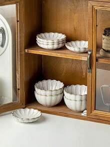 1 set Juego de tazón y plato de cerámica con acabado de esmalte craquelado vintage, tazones para postre, tazones para arroz, platos para salsa, platos para aperitivos, juego de vajilla