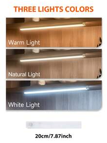 1pc USB Rechargeable LED Motion Sensor Light - Wireless, Three Tone Lighting, Warm/White Night Light For Kitchen, Closet, Hallway And Stairs, Room, Night Lighting, Computer Backlight, USB Gadget, USB Light Cabinet Lights