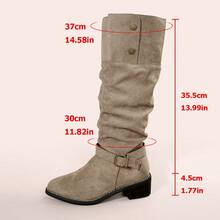 Botas de piel de imitación con hebilla de estilo occidental y casual, de media pantorrilla, para uso diario. Nuevas botas de montar de tacón grueso y vintage para boda, fiesta, oficina, hogar y exterior, para verano y otoño