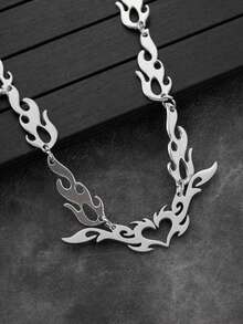 1PC Punk Hip Hop Metal Hollow Clavicle Chain Necklace Jewelry,Silver Color Thorn Heart Choker Necklace For Woman Man - Necklace - View 7