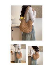 Bolso de ganchillo, bolso de tote de gran capacidad y hueco, bolso tejido a mano, bolso de playa de verano, bolso de viaje, bolso dulce y femenino