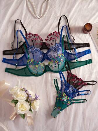 Conjunto de lencería sexy para mujer de 3 piezas, de colores variados, conjunto de sujetador sexy y atrevido para mujer