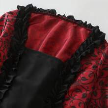 中世纪宫廷复古连衣裙，欧式角色扮演维多利亚服装表演长袍万圣节服装 - 紅色 - 查看 4