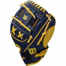 A200 Youth 10 Baseball Glove - 海軍藍/黃色 + 10 英吋 + 右手投擲 - 查看 4