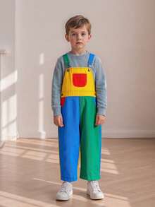 Toddler Baby Girl Boy Summer Overalls Romper Sleeveless Color Block Striped Jumpsuit Shorts Adjustble Shoulder Strap Suspender Shortalls - Vàng, xanh dương, xanh lá cây - Xem 7