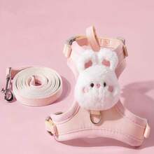 1pc Adjustable Rabbit Harness Vest, Cute Bear Head Rabbit Harness, Leash For Small Pets And Rabbits - Multicolor - View 10