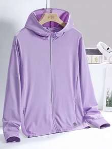 Lightweight Full Zip Jacket UPF 50+ Hood For Hiking Fishing And Outdoors - Purple - View 1