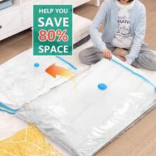 真空压缩收纳袋，适用于衣物、被子和行李。可压缩，3D设计。透明设计。节省空间，方便旅行和携带 - 彩色 - 查看 13