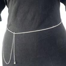 Strassstein Taille Kette, goldene Kristall Taille Kette, Bauchkette, sexy Bikini Körperkette, lange Silber Strassstein Taillenkette, Gürtel, Sommer Strand Körperkette, Karneval Party Tanz Körper Accessoires Schmuck für Frauen und Mädchen