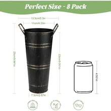 8 Pcs Galvanized Bucket Flower Bar 9 Inch Flower Bucket And Metal Vase With Handles Flower Bar Supplies And Buckets Farmhouse Vases For Wedding And Cut Flower Black 8 Pcs 9inch - 黑色 - 查看 2
