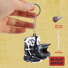 Breloc acrilic 2D pentru entuziaștii curselor de motociclete, decorațiune pentru rucsac și cheie de mașină, decorațiune pentru petrecerea de Crăciun, înapoi la școală pentru tineri