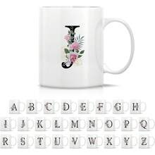 Retreez Initial A-Z Floral Botanical Bouquet Alphabet Monogrammed Monogram Mug 11 Oz Ceramic Tea Coffee Mugs - Appreciation Thank You Wedding Birthday Gifts For Her Friend Coworker Sister - J Initial - Alphabet Letter O Initial - White - View 1