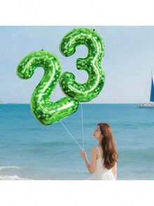 40 Inch Green Number Balloon Pixel Wind Aluminum Film Balloon Festival Party Decoration 0-9 Children's Adult Birthday Helium Balloon