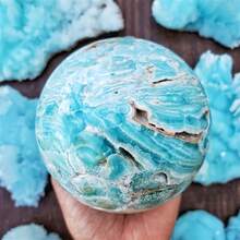 1pc Caribbean Septarian Geode - Bohemian Style Turquoise Blue & White Marble Pattern Home Decor, Christmas, Valentine's Day, Graduation Gift, Vintage Elegant Spiritual Ornament - Multicolor - View 7