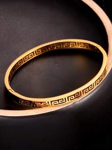 Camhanno 1件18K镀金不锈钢手链，复古时尚，适合男士日常佩戴、派对、节日礼物 - 金黃色 - 查看 4