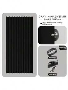 1pc Premium Easy Folding Shower Curtain, Thickened Fabric, Waterproof & Mildew Resistant, With Hanging Hooks, Easy Installation, Foldable, Magnetic & Hanging Strap Design, Convenient Storage, Suitable For Hotel & Home Bathroom Shower - Black - View 16